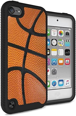 MYTURTLE iPod Touch 7th 6th 5th Generation Case Rugged Hybrid Shockproof Nonslip Cover, Realistic 3D Touch Textured Surface, Sports Fan Series, Basketball