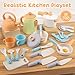 Pretend Play Kitchen Accessories Toys, Pots and Pans Utensils Playset for Kids, Cooking Play Set Gift for Toddlers Boys and Girls 3 4 5 Years Old