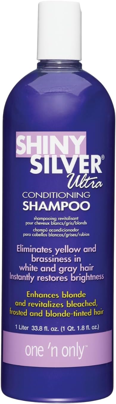 One 'n Only Shiny Silver Purple Shampoo - Argan Oil Toning Hair Shampoo for Blonde, Gray, White & Highlighted Hair - Moisturizes, Brightens & Reduces Brassiness (1 Liter)