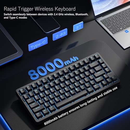 Image of Womier SK75 TMR /HE Keyboard Gaming 75% Hall Effec, Wireless Mechanical Keyboard Rapid Trigger Custom Magnetic Switch Keyboards with 8000 Hz Hot Swap, BT /2.4G /USB-C with Mac Windows Linux (Aluminum)