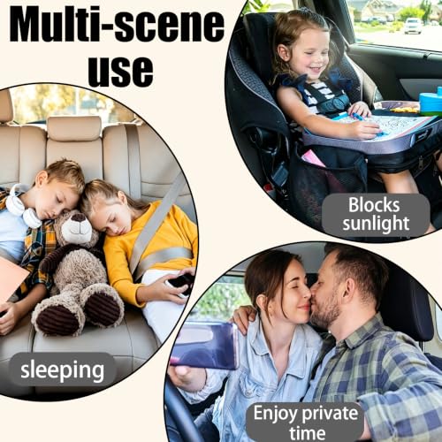 Image of Car Window Curtains, Car Window Sun Shade Protector, Sun Shades for Windows, Automatic Blind Curtains for, Two-Piece Set for SUV and Van, Block Sunlight and Create Privacy During Travel