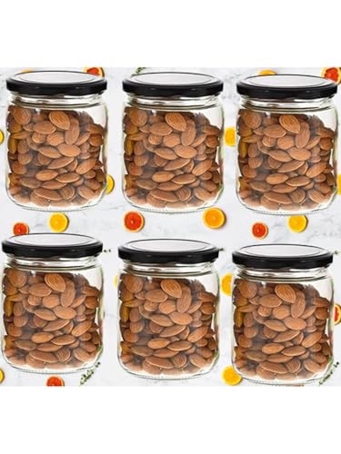 Image of 500 ml Clear Glass Storage Jars for Kitchen & Home Organization - Pack of 6