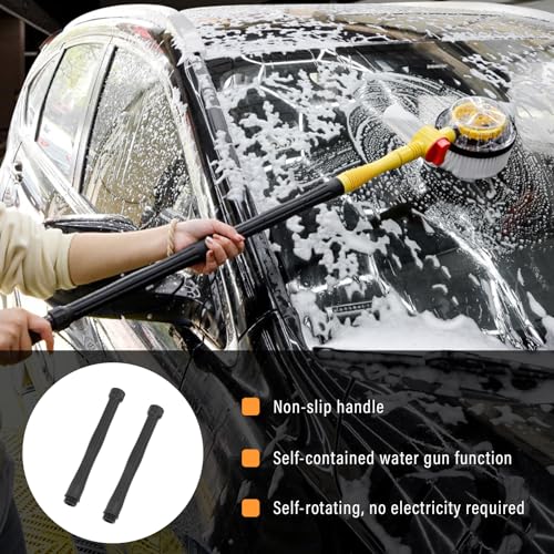 Image of Ziciner Rotating Car Wash Brush, Automatically Foams Auto Wash Brush with Long Handle, High Pressure Washer Gun and Hose Nozzle Car Wash Kit for Cars, Yards, Gardens, Pets