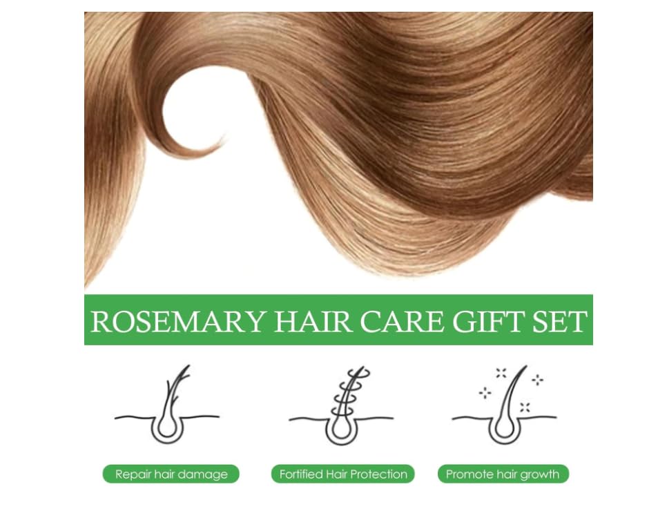 Rosemary Hair Care Gift Set & Hair Growth Kit with Spray ，& Roller Hair Repair for Strengthen & Nourish - Natural Treatment with Jojoba Oil for Damaged Hair Care Suitable for Women and Men
