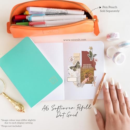 Image of NEORAH -A6 Dotgrid Notebook SOFT COVER Organiser REFILL|Dotted notebook Journal | 110 GSM |160 pages (Size 14.8 cm x 10.5 cm) Planner Journaling Writing Note Taking Diary,Travellers journal- TEAL