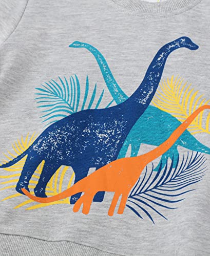 Image of LOKTARC Toddler Boys Graphic Crewneck Sweatshirts 2-Pack, Sizes 2T-7 | Cotton Blend French Terry, Dinosaur, Construction and Shark Graphics, Ribbed Trim, Preschool Daycare Outdoor