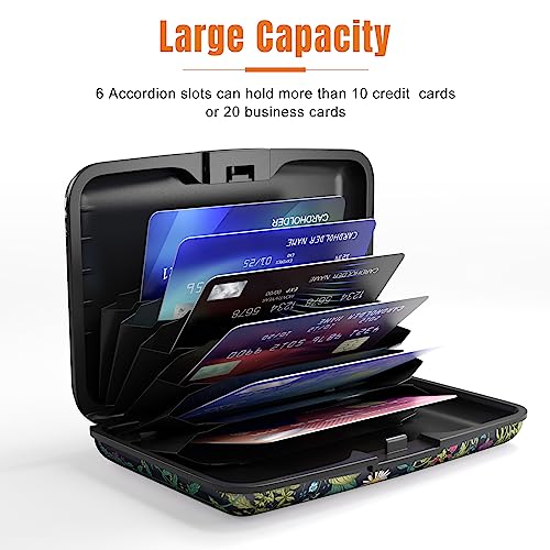 Image of Rimilak Aluminuml Credit Card Holder, Mini Credit Card Wallet RFID Blocking Slim Metal Hard Case for Women Men, Daisy Flower