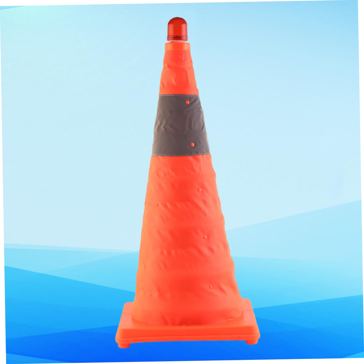 Cône de Chantier Pliable Réfléchissant avec Lampe LED, Orange