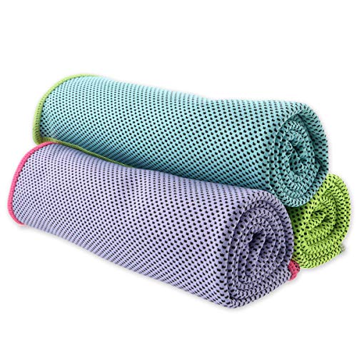 Trend Marche 冷却タオル 瞬間冷却 冷感タオル 3枚セット スカイブルー 紫 緑 クールタオル スポーツタオル 熱中症対策 UVカット coldtwl2tスカイブルー紫緑