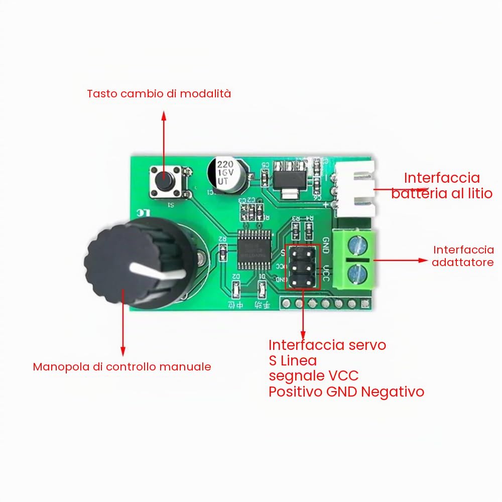 Servo Tester,Controller Porta Seriale per Servi Controllo Doppio Canale PWM da 5~8,4 V
