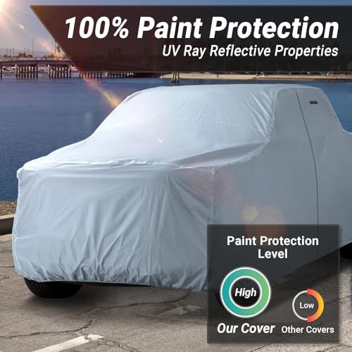Image of iCarCover Fits 1980-1996 Ford F-150 Extended Cab, 8.0 ft. Long Bed Truck Cover Automobiles Form-Fit Padded Full Exterior Waterproof Automobiles Protection Covers