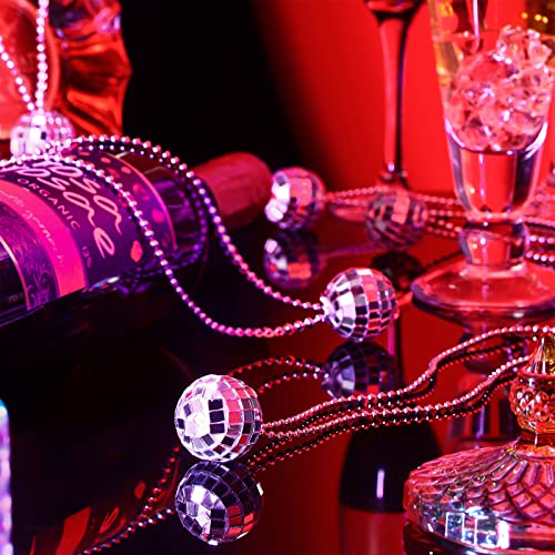 Sureio 20 Pcs Mirror Disco Ball Costume Necklaces 70s Disco Silver Hanging Balls Ornament Stage Props Party Favor Halloween Decoration for Dance Supplies(1.18 Inch)4