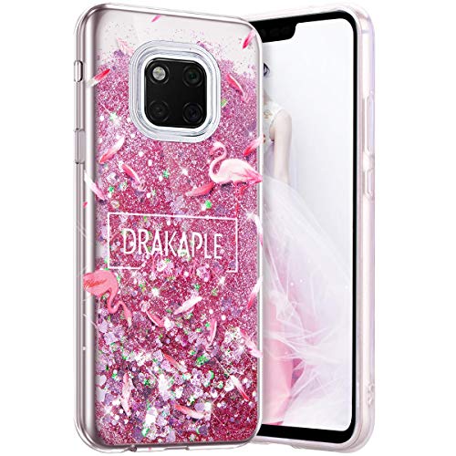 Robinsoni Case Compatible with Huawei Mate 20 Pro Phone Cover Flexible Huawei Mate 20 Pro Case Silicone TPU Case 3D Liquid Floating Cover Sparkle Bling Cover Shockproof Case Bumper Case Flamingo 2