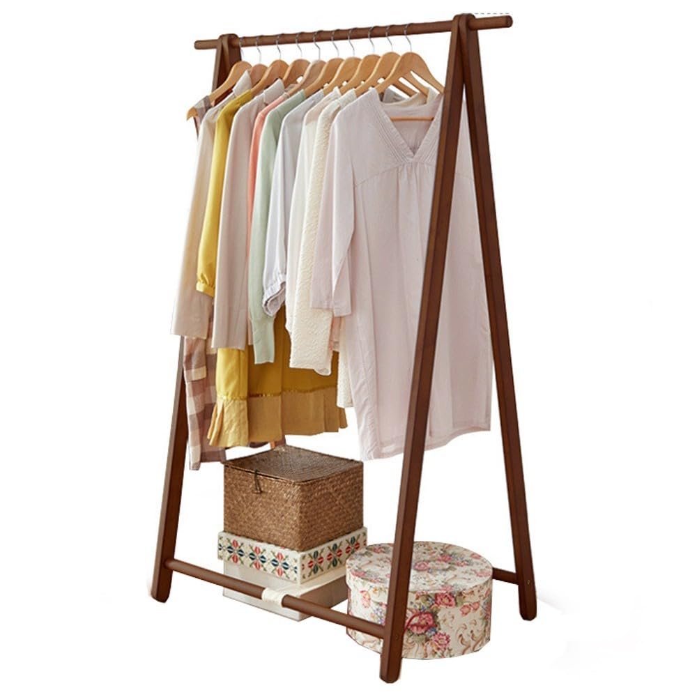 Porte-vêtements en bambou pliable et autoportant de 80 x 55.5 x 147.5 cm