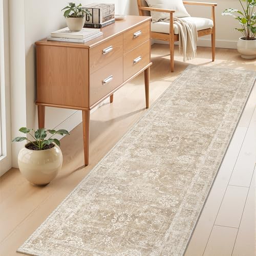 Madane Runner Rug 2x8 for Hallway, Kitchen Non-Slip Runner Rug Beige/Brown Deal