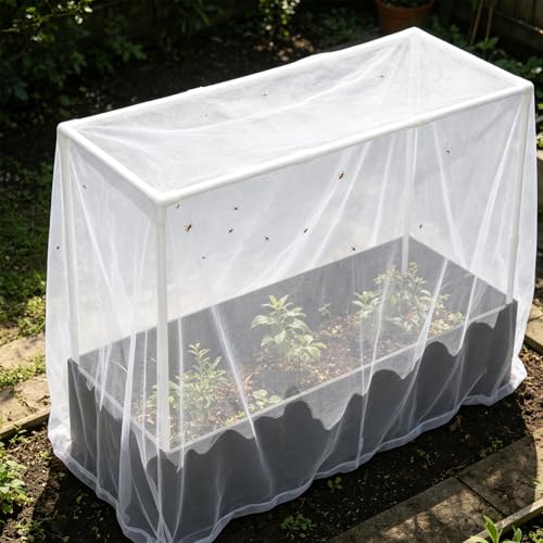 Huerto urbano elevado contra plagas con malla protectora exterior 7