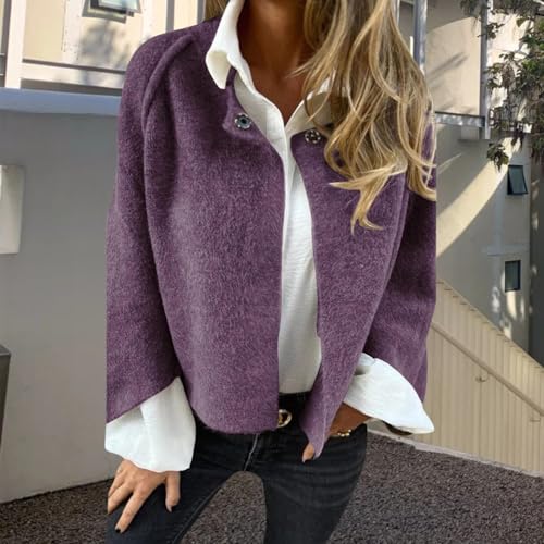 Womens Jacket Cropped Shacket Fuzzy Fleece Jackets Casual Open Front Cardigan Long Sleeve Sherpa Coats Fall Winter Top2