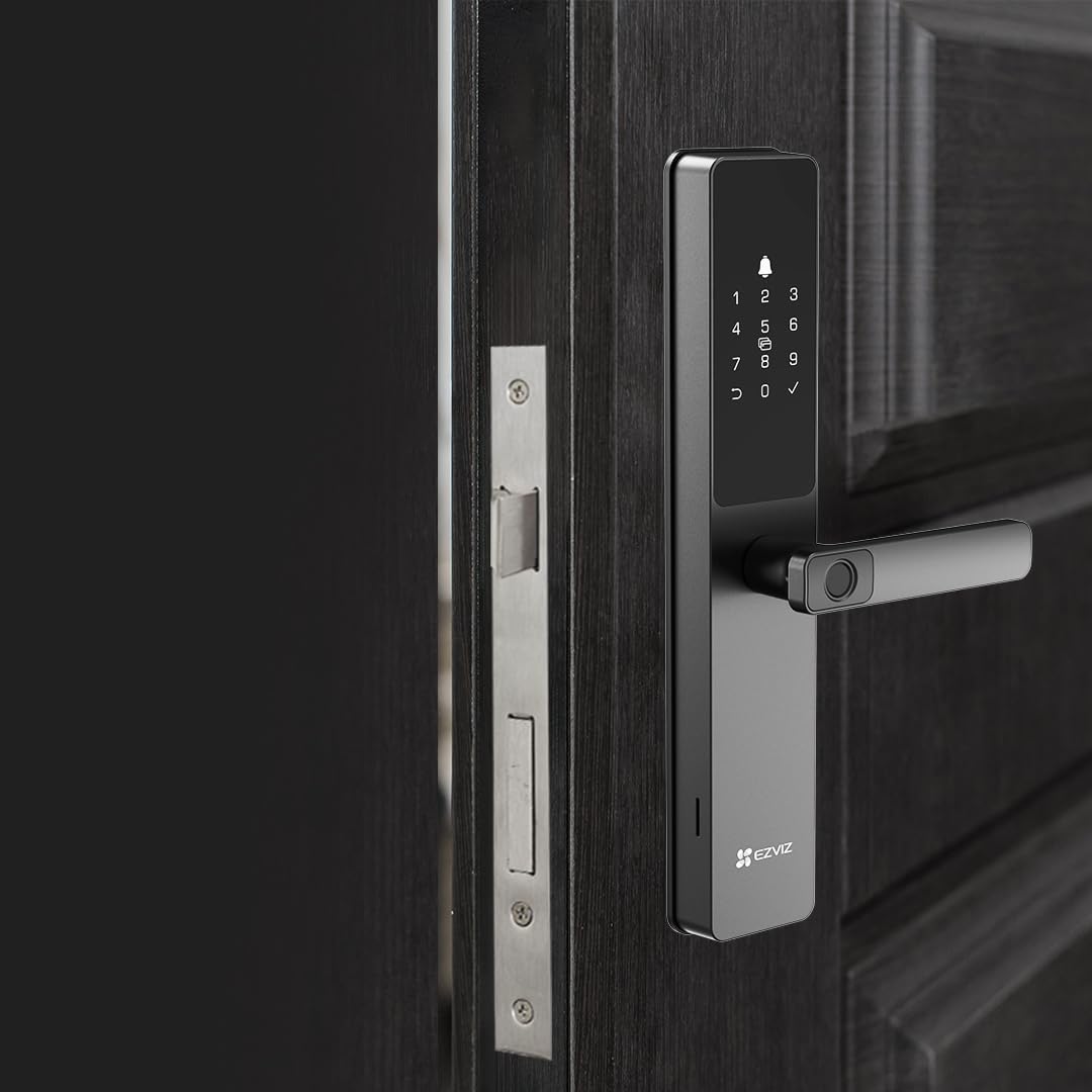 EZVIZ Smart Lock DL05 Serrure de porte d'entrée sans clé 7 en 1, avec accès par empreintes digitales – Entrée sécurisée sans clé, plusieurs options de déverrouillage, alertes instantanées, résistant