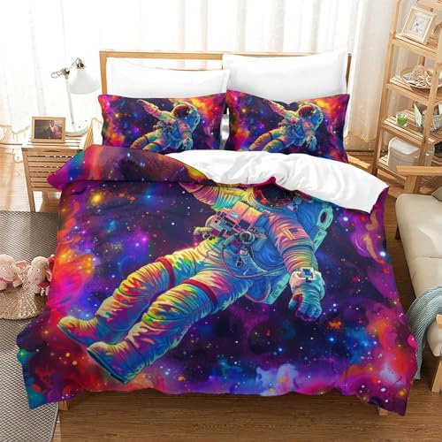 Housse de couette astronaute 3D microfibre lit Super King 260x220 cm