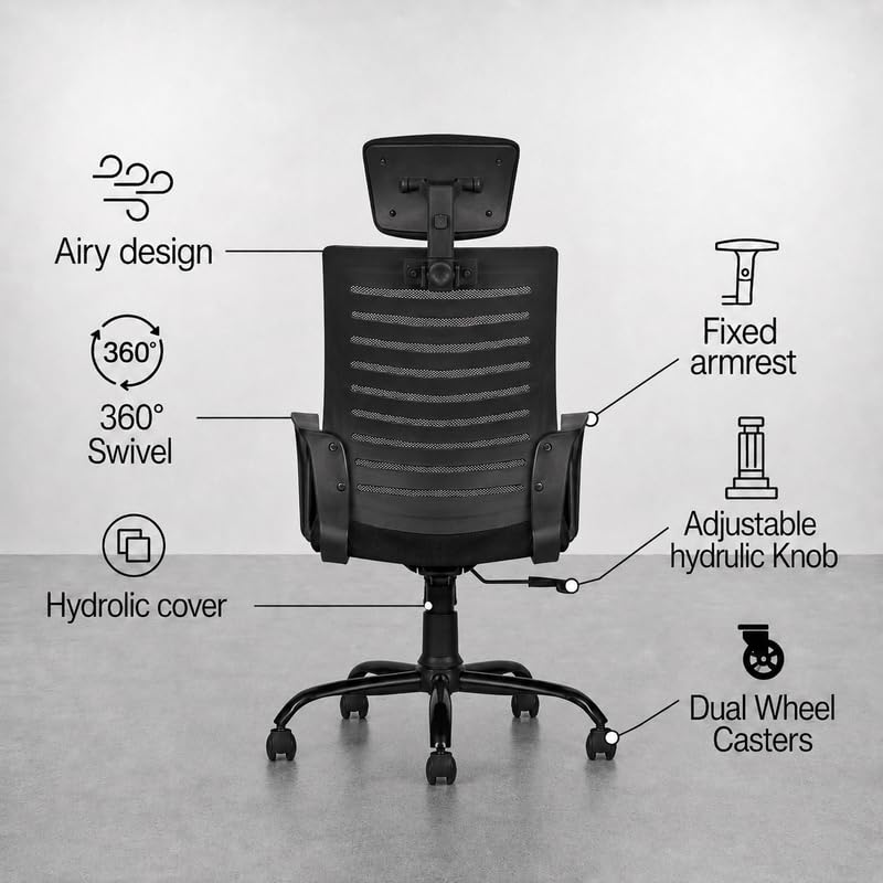 Image of CELLBELL Desire C104 Mesh High Back Ergonomic Office Chair - Adjustable Seat Height, Sturdy Metal Base, Revolving Study & Computer Chair for Work from Home, Pistachio Green