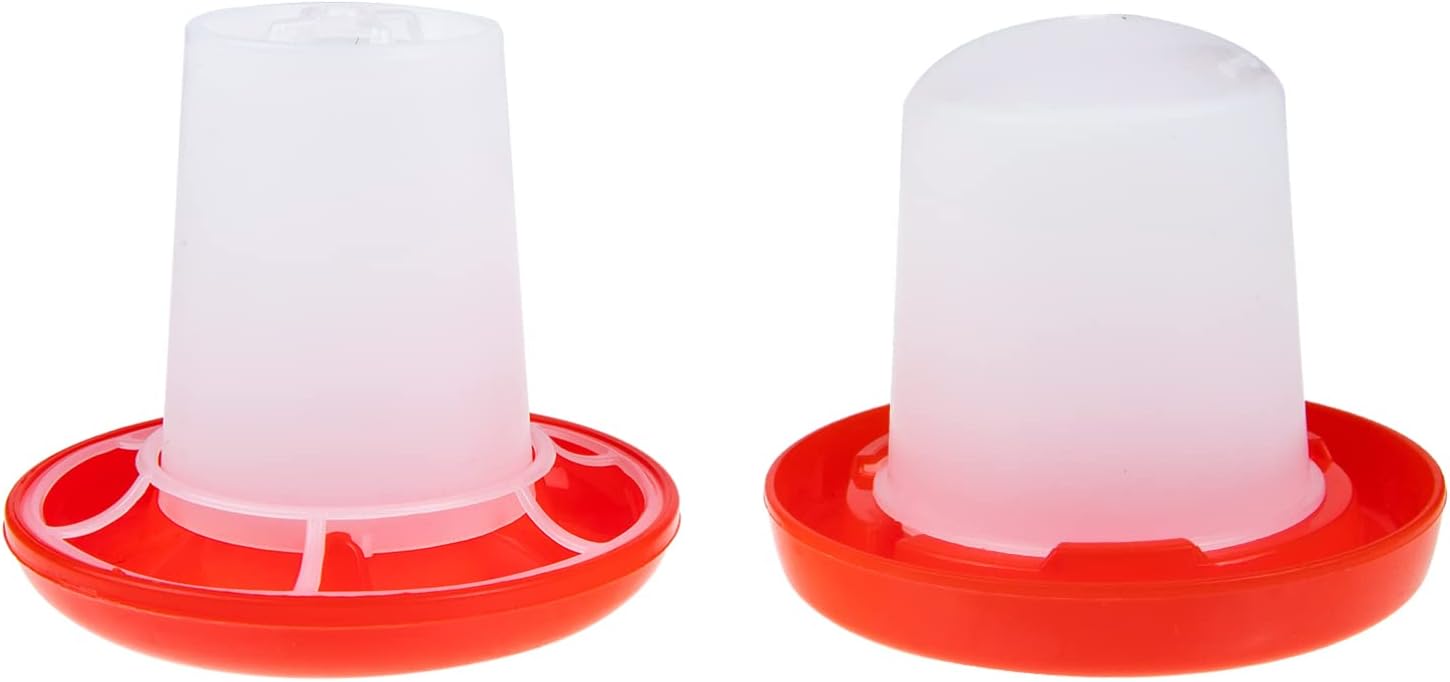 Generic 1 Set Chick Feeder and Drinker Kit Waste Free Chicken Feeders Hanging Poultry Waterer Food Feeder for Chicken Quail Hen Farm Coop White Red