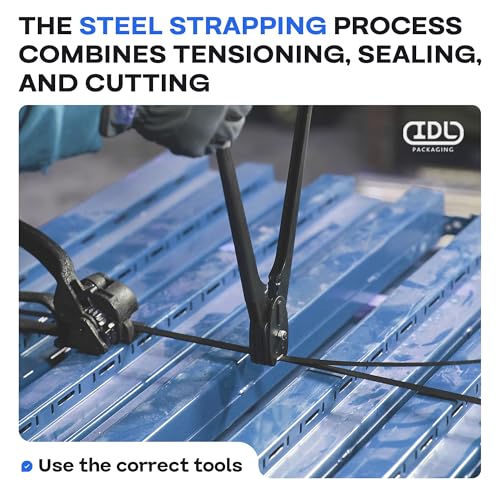Image of IDL Packaging Refill for Portable 5 /8 inch Steel Strapping Kits for Packaging Strapping - 5 /8 inch x 200' Steel Strapping Coil in Self-Dispensed Cardboard Box and 100 of 5 /8 inch Open Seals