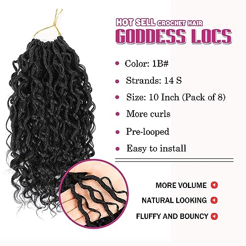 Image of 8 Packs Crochet Hair for Black women, Short Goddess Faux Locs Crochet Hair