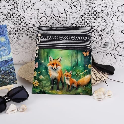 Forest Fox Print Messenger Bag Adjustable Strap for Adult Teens Sisters Crossbody Bag Birthday Holiday Gift Idea​​ for Fox Lovers Outdoor Travel Crossbody Purse3