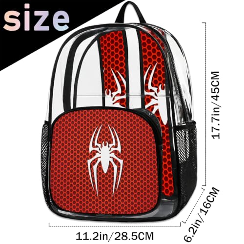 Spiders Pattern Clear Backpack Heavy Duty Transparent Backpacks Large See Through Backpacks PVC Stadium Approved for Men Women Security Sports Work Travel Concert2