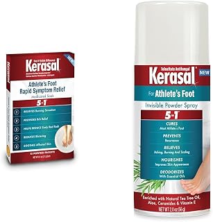 Kerasal Athlete's Foot Medicated Foot Soak 12 Count 5-in-1 Athlete's Foot Invisible Powder Spray 2 oz Bundle