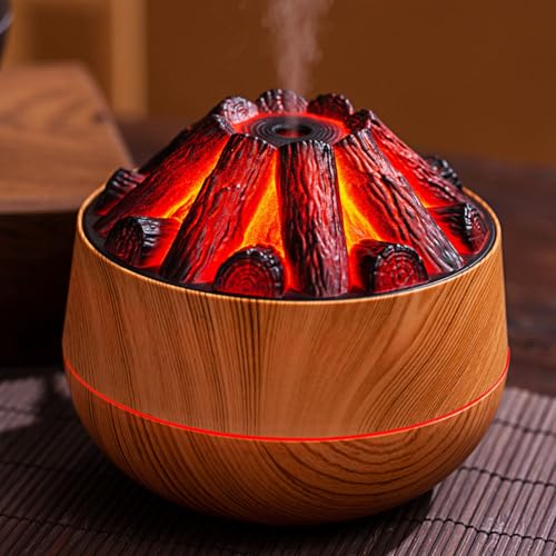 Image of Charcoal Flame Humidifier & Diffuser | LED Atmosphere Light, Aromatherapy Oil Diffuser | Noiseless & Safe with Auto Power Off for Home /Office