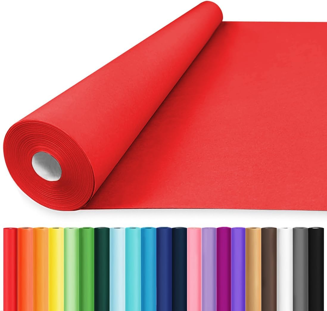 Vanhench 48"x1500"(125') Red Wrapping Paper, Solid Color Art Kraft Craft Paper for Bouquet Flower Crafts Packing Poster or Mother's Day Gifts, Red Bulletin Board Paper Red 48" x 125'