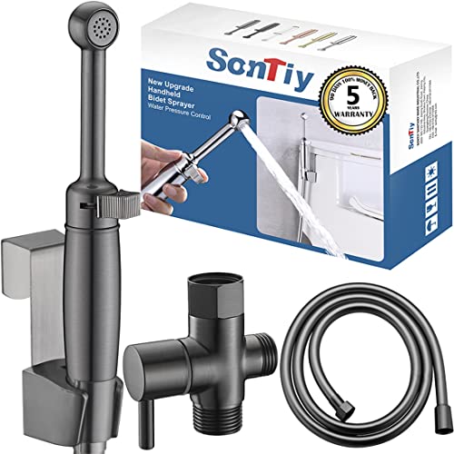 SonTiy Handheld Bidet Toilet Sprayer Gunmetal, Cloth Diaper Sprayer Bathroom Hand Held Jet Spray...