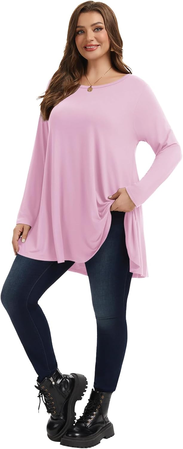LARACE Plus Size Tunic Tops Long Sleeve Shirts for Women Swing Flowy Loose Fit Clothes for Leggings - Image 6