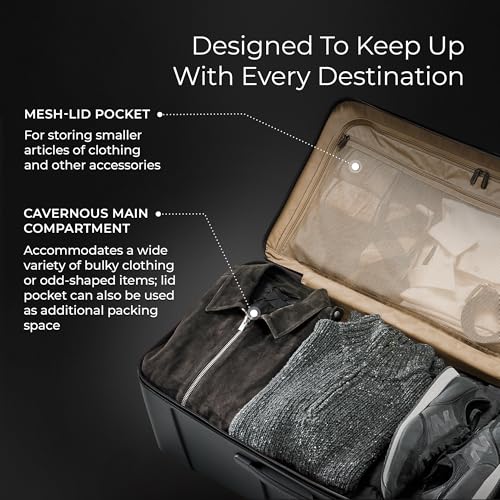 Image of Briggs & Riley 32 inch Extra Large Trunk Spinner - Checked Luggage for Travel, Suitcases with Wheels, Hardside Rolling Bag for Men & Women, Self-Repairing Zipper - Torq Collection, Stealth Black