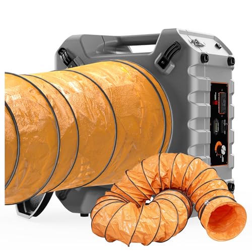 Image of Abestorm Air Scrubber with 3 Stage Filtration System, Industrial Commercial Air Purifier for Damage Restoration, Stackable Negative Air Machine, Airflow Max 550 CFM, S3, Add 16" PVC Flexible Dust Hose