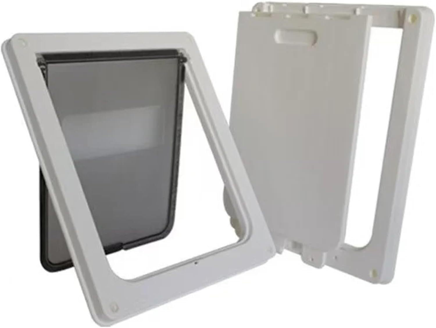 ININOSNP Modèles faciles à Installer Chatière for Animaux de Compagnie : Robuste et Durable, verrouillable, avec Un Rabat de confidentialité(Bianco,L)
