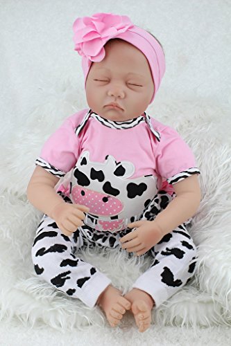 Nicery Poupée en Vinyle souple en silicone Reborn bébé 22inch 55cm Magnétique Bouche Lifelike Garçon Jouet Fille Se leva Blanc de vache laitière Baby Doll A3FR