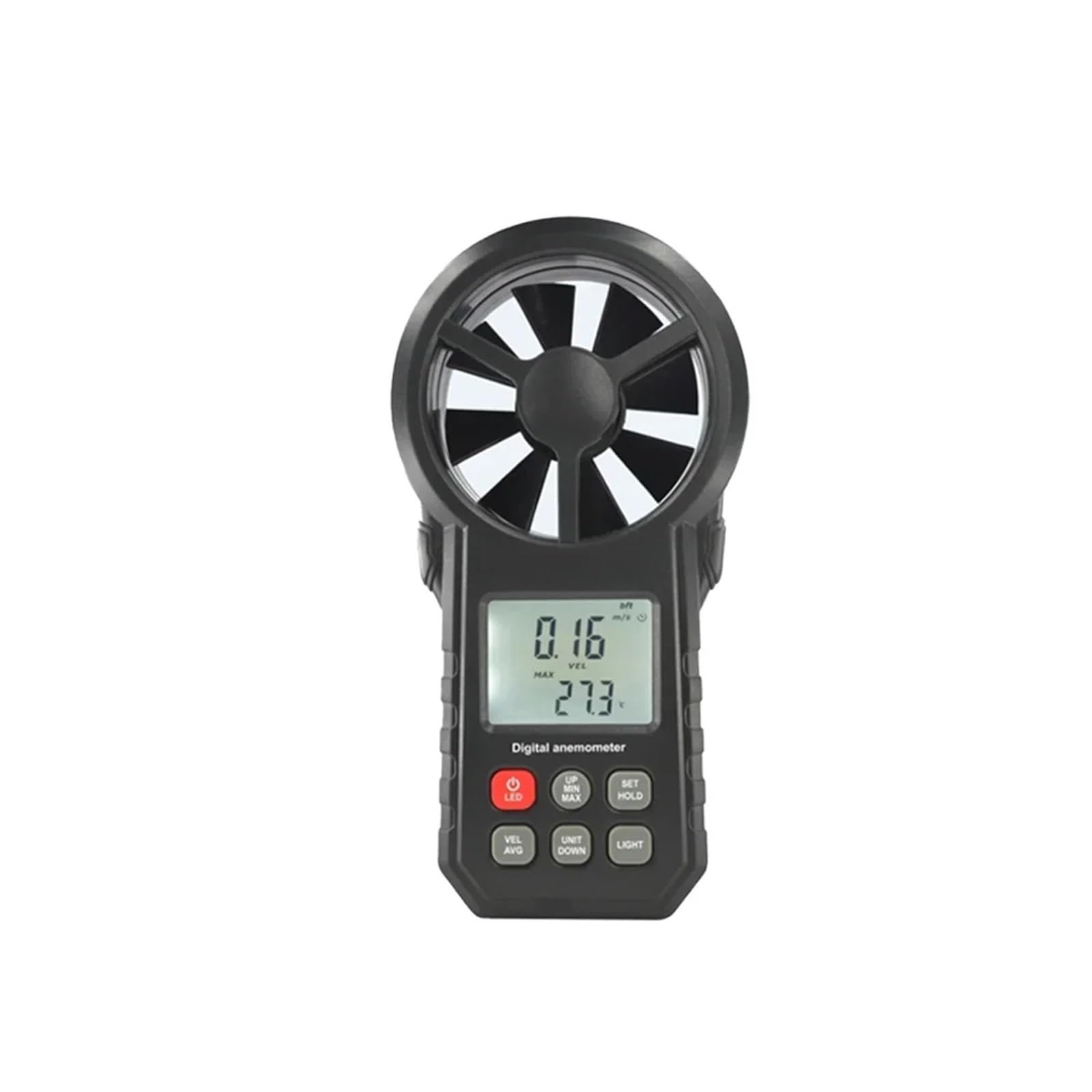Medidor de velocidad del viento, velocidad del aire, temperatura, anemómetro digital portátil WT-87A, termómetro en °C/°F, indicador de frío, retroiluminación LED