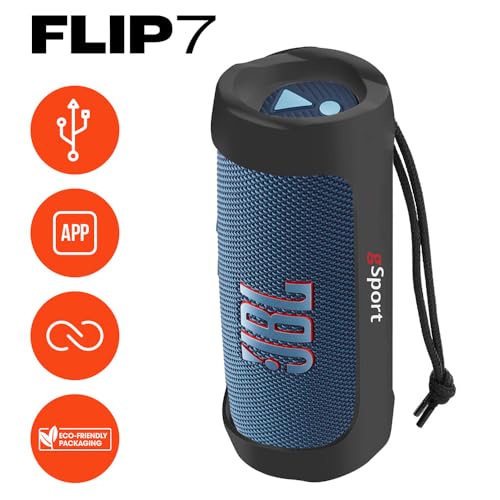 Image of JBL FLIP 7 Waterproof Portable Speaker Bundle with gSport Silicone Sleeve (Blue)