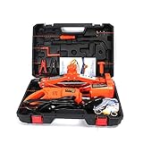 ZKHD Coche 3 Toneladas De Una Sola Función De Tijera Conjunto Gato Hidráulico, Cambio De Neumáticos Gato Eléctrico Hidráulico Montado En Un Vehículo, con La Bomba De Aire