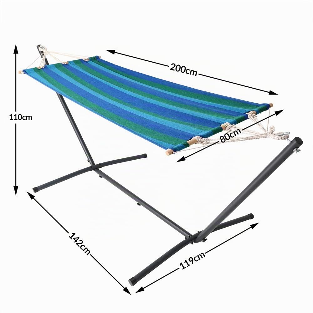 Detex Amaca con Supporto Portata 150kg Amache Giardino Spiaggia Campeggio Balcone Terrazzo Blu
