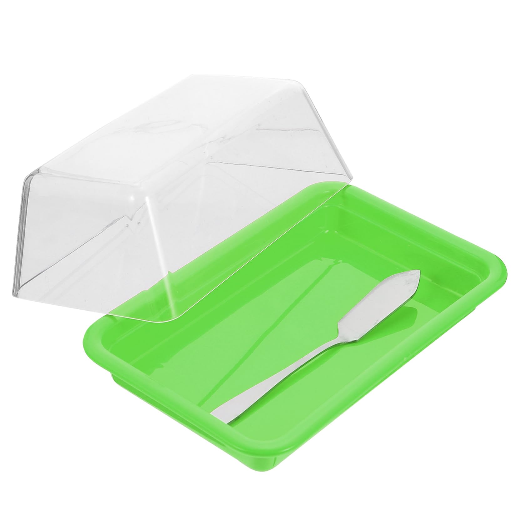 1 Set Butter Box Food Containers Cheeseits Serving Utensils Reusable Serving Bowls Cream Container Butter Storage Tray Butter Cutter Cheese Dish Household Tableware Plastic Green Garneck