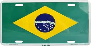 Brazil Flag Decorative Metal Sign/Rectangular Green, Yellow, & Blue 12" by 6" Aluminum Sign