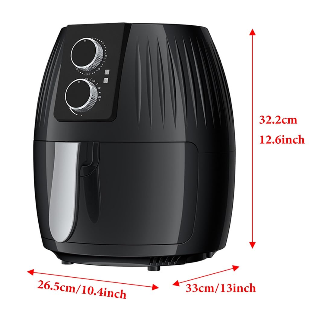 Frytkownica Powietrzna 5,5 L, Zdrowe Gotowanie Bez Oleju, Elektryczne Frytkownice Na Gorące Powietrze, Multicooker Z Kontrolą Temperatury I Czasu, Łatwe Do Czyszczenia,/Black-220V
