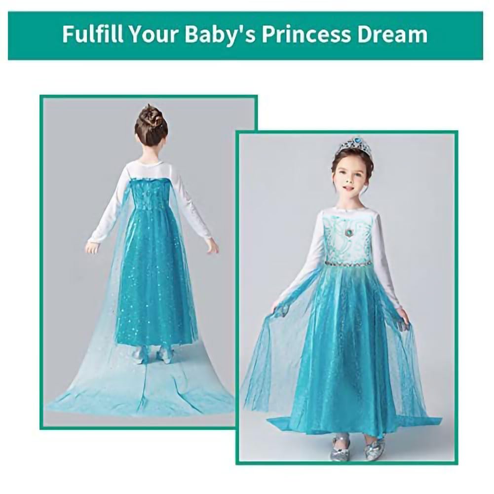 URAQT Costume Bambina, Set da Costume con 6 Principessa Accessori, Abito Fantasia Vestito per Carnevale Cosplay Party Halloween Natale