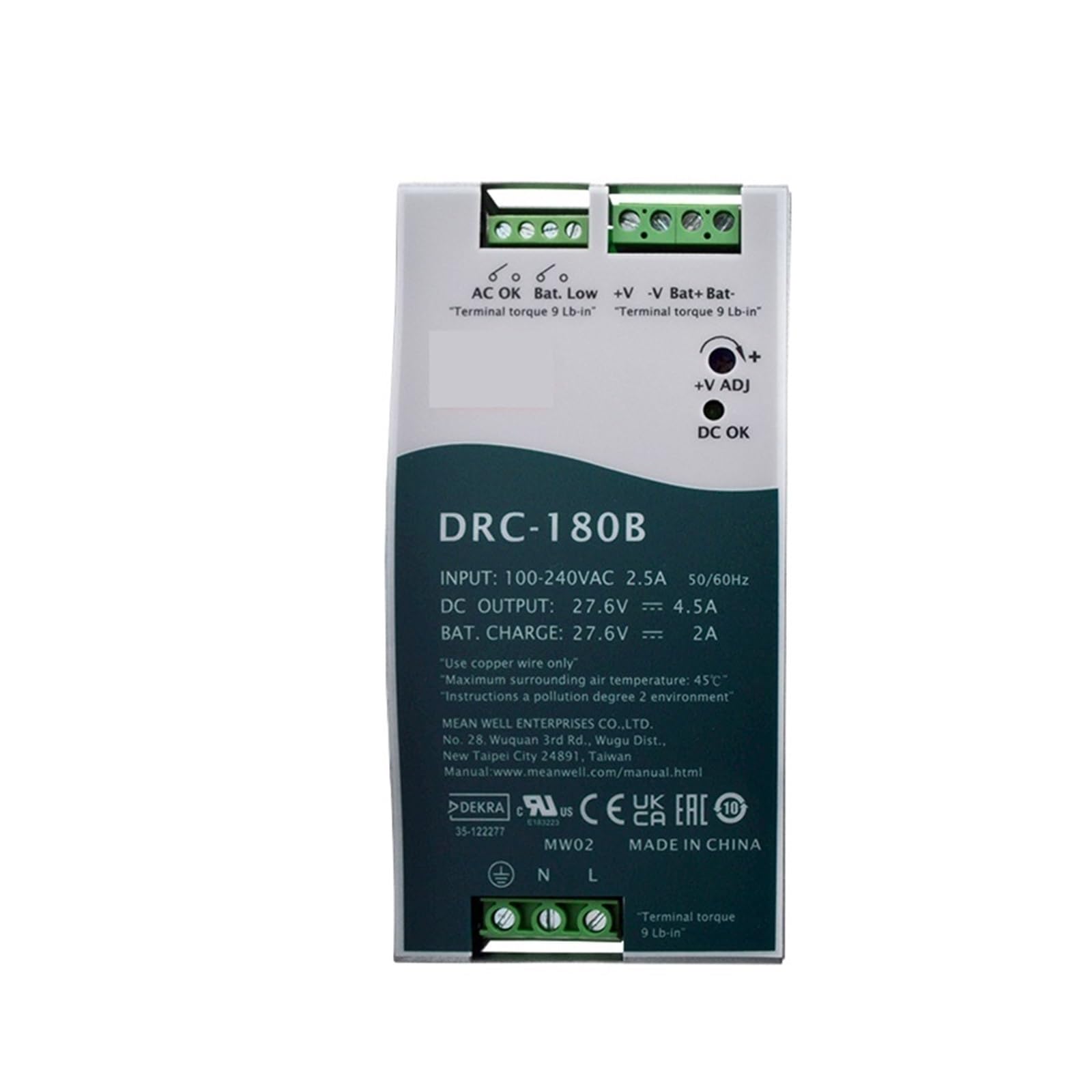 GWRQXWCKA DRC-180A/B 180W Switching Power Supply AC DC Transformer Rail Type Dual Output 13.8V 27.6V(DRC-180A 13.8V)
