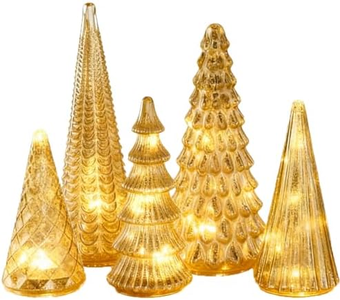 Amazon: Set of 5 2025 New Illuminated Mercury Glass Christmas Trees