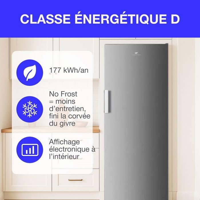 Congélateur armoire - CONTINENTAL EDISON - CECUF204NFSD - 204 L - Total No Frost - Classe D - Silver