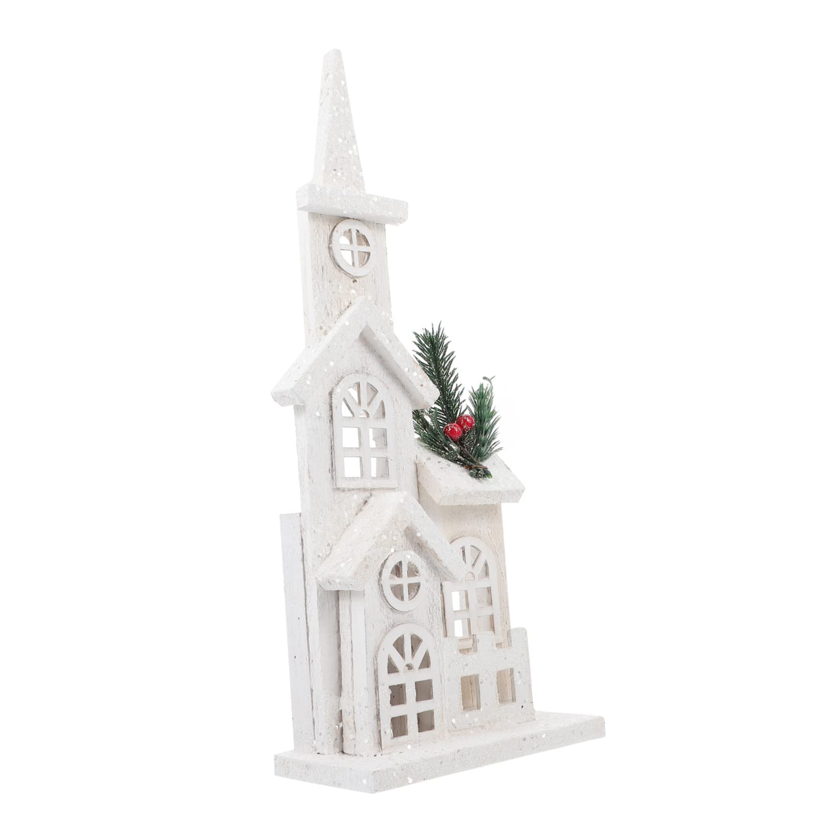 jojofuny 1 Pc Casa De Navidad Iglesia De Madera Decoración De Mesa Rústica Casas De Navidad Led Artesanía Decorativa Mini Casa Artesanía De Madera Luminoso Aldea Familiar Accesorios